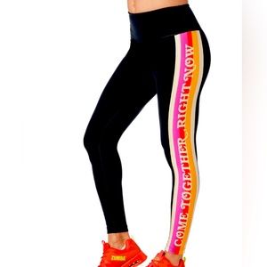 Zumba Black/color inserts Come Together High Waisted Ankle Leggings